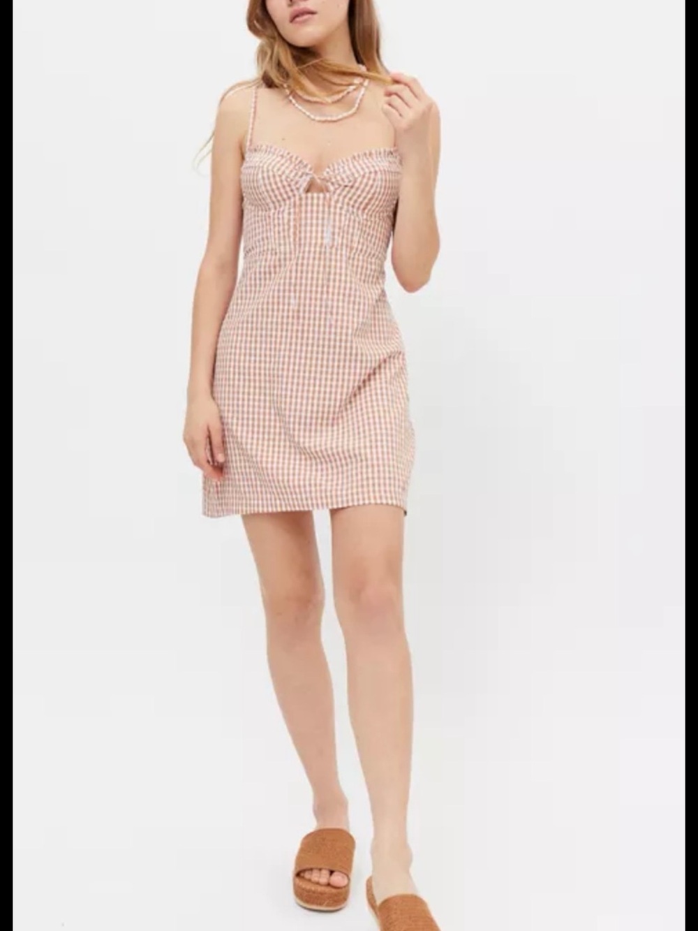 Urban Outfitters Pink Gingham Mini Dress M GUC